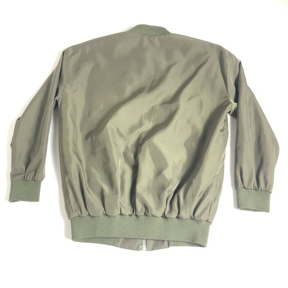 Forever 21 Bomber Jacket Military Olive Green Coat Full Zip Size Small S a41 - Picture 2 of 6